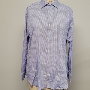 Bonobos Men’s Checkered Blue/Lilac White Button Front Tailored 17/35
